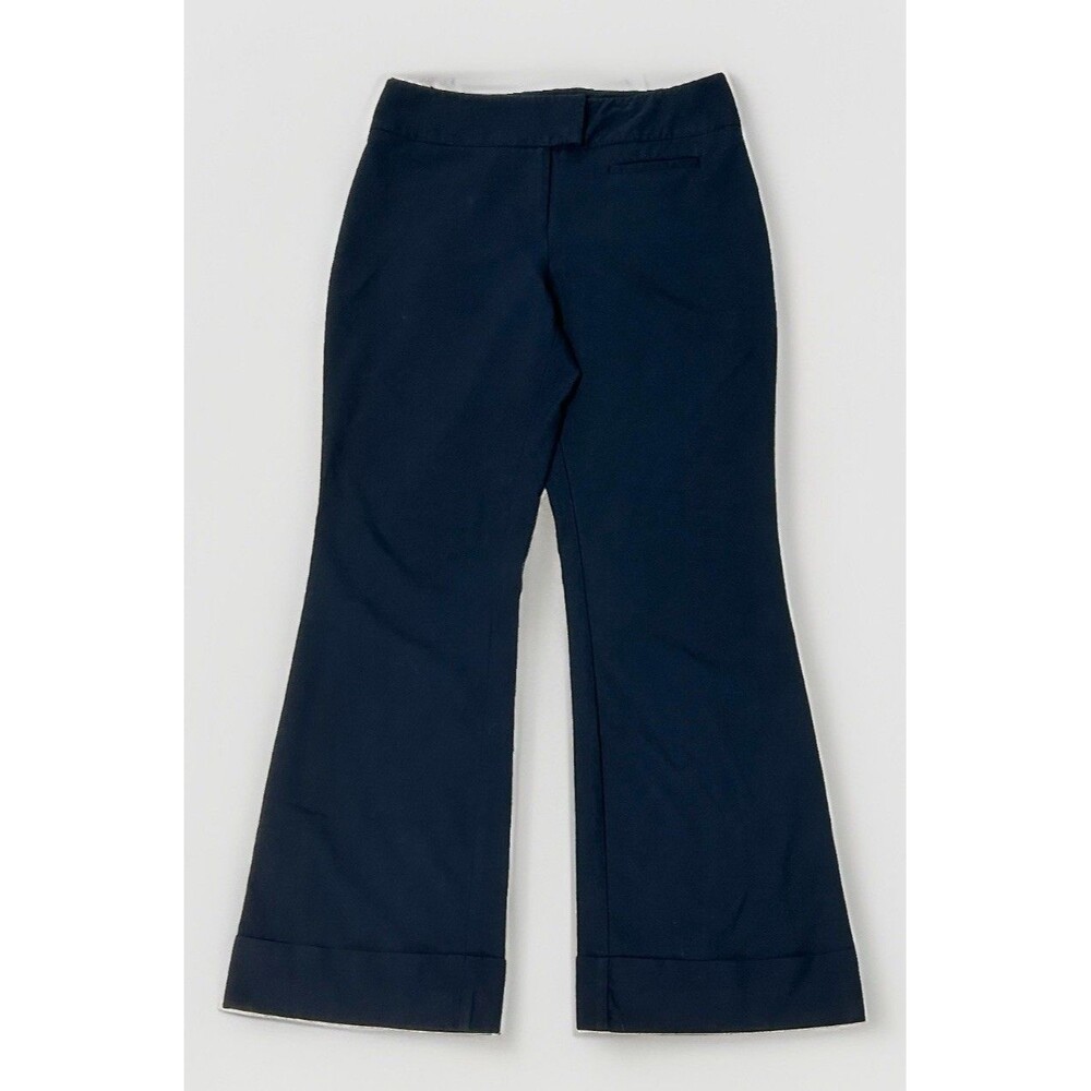 The Limited Navy Blue Trouser Pants Stretch Cotton Cuffed Wide Leg Size 8